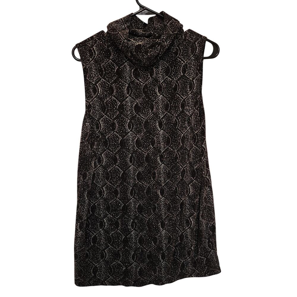 Vintage Studio C Black Metallic Gold Cowl Neck Sleeveless Tunic Sweater 18W/20W